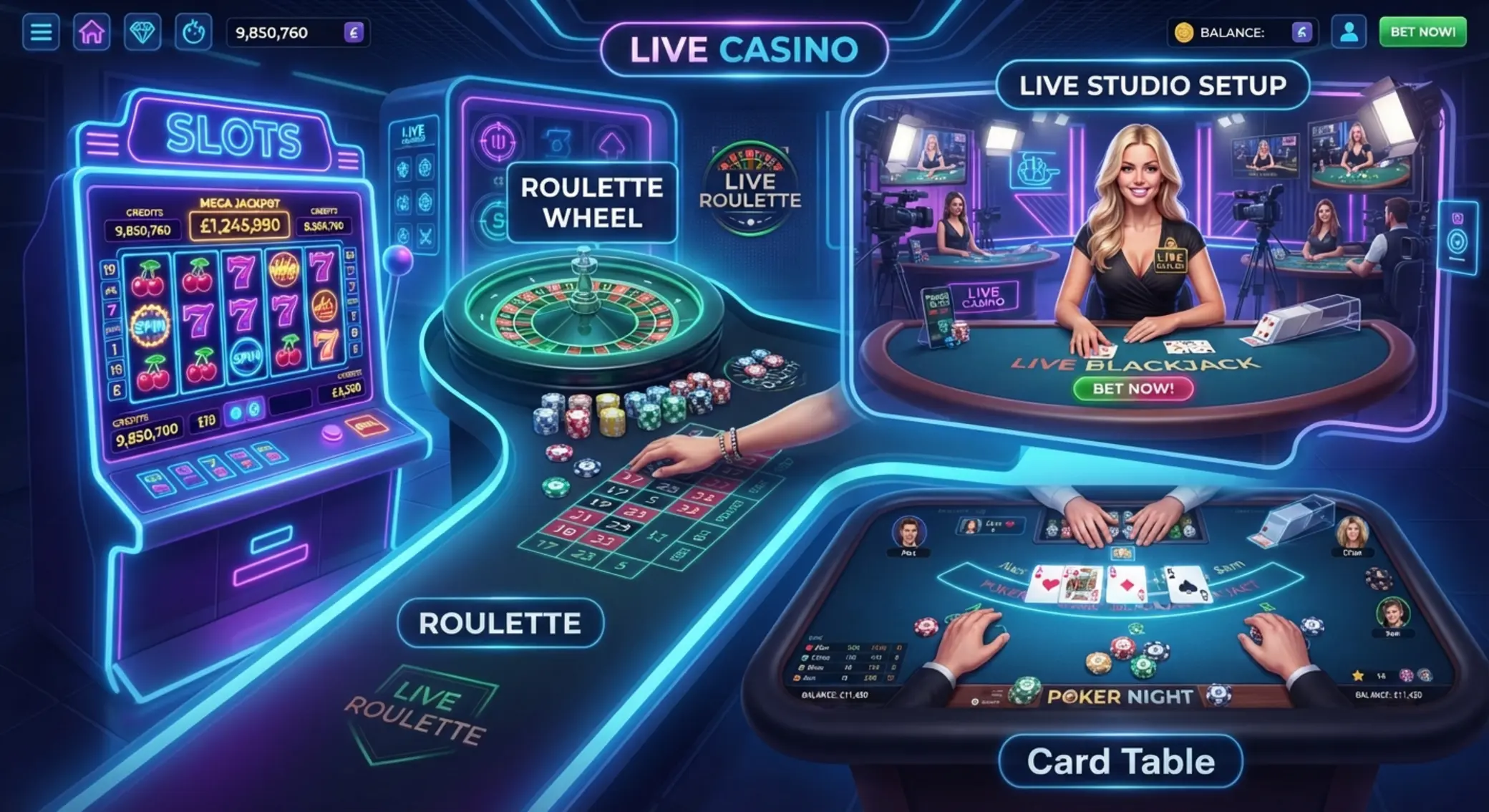 Přehled hlavních typů online her: automat, ruleta, karty a live studio