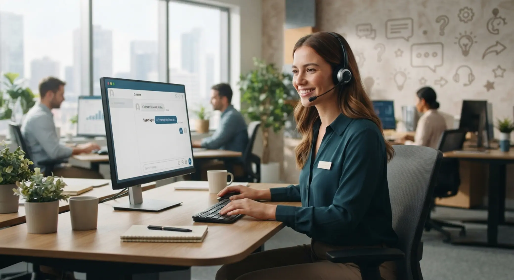 Přívětivý tým podpory připravený pomoci online hráčům