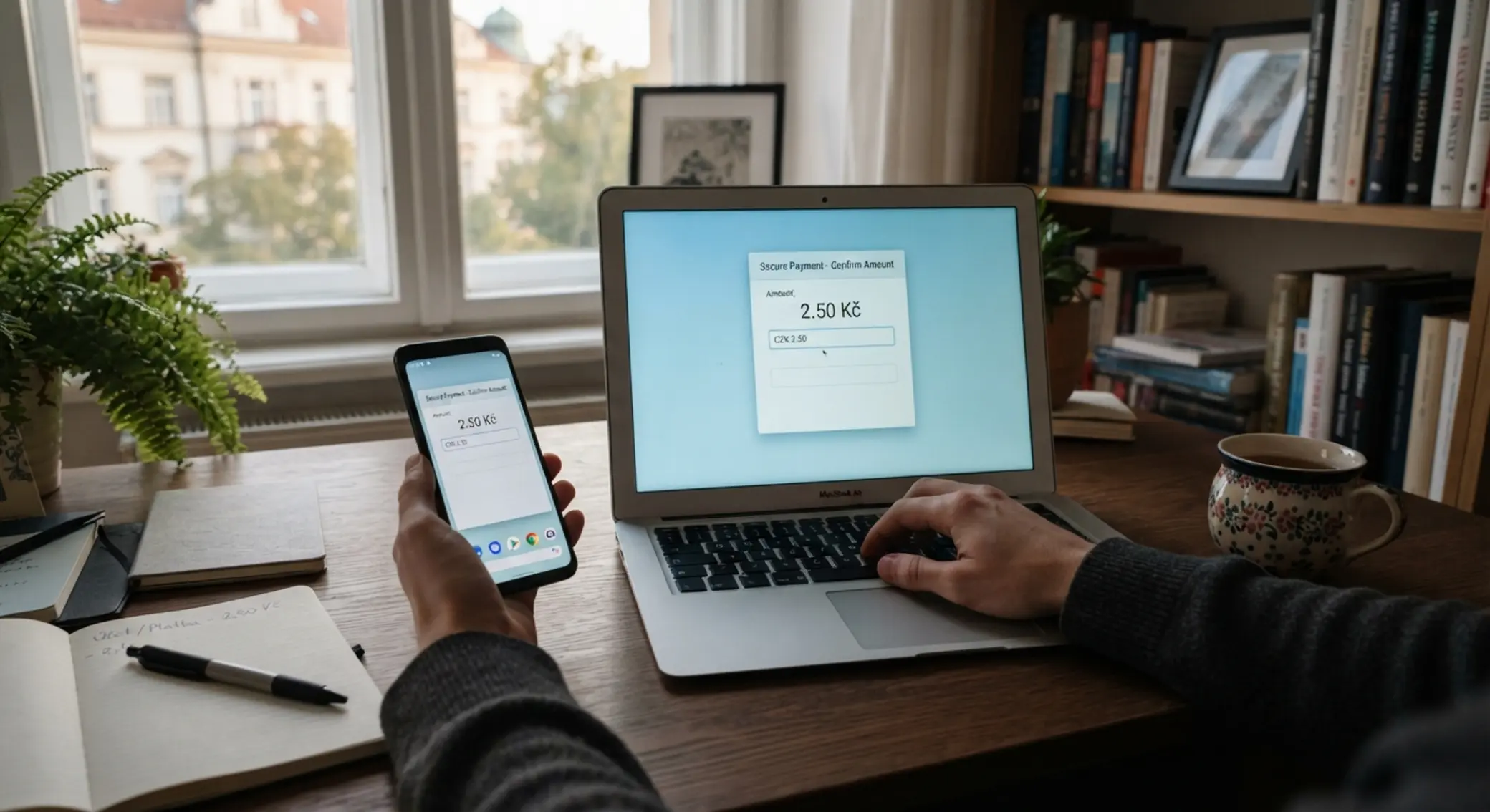 Hráč zadává malý online vklad přes počítač a mobil