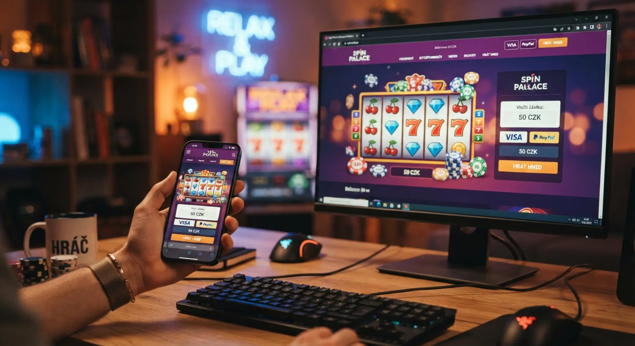 Online rozhraní se zadáním vkladu 50 Kč v českých korunách